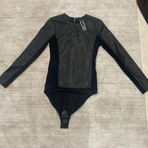 BCBG leather/cotton body suit